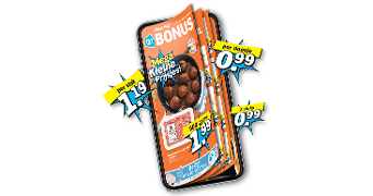 Albert Heijn Bonusfolder met aanbiedingen zoals gehaktballen, vleeswaren en producten voor 0,99 en 1,99 euro.