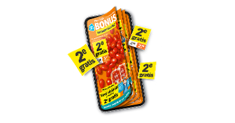 Albert Heijn Bonusfolder met 2e gratis aanbiedingen, weergegeven op een smartphone met verschillende bonusstickers