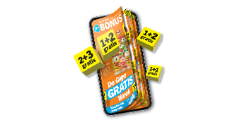 Digitale versie van de Albert Heijn Bonus folder met verschillende gratis acties zoals 1+2 gratis en 2+3 gratis