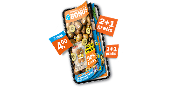 Albert Heijn Bonusfolder met aanbiedingen zoals 2+1 gratis, 1+1 gratis, 2 stuks voor 4 euro en 50% korting