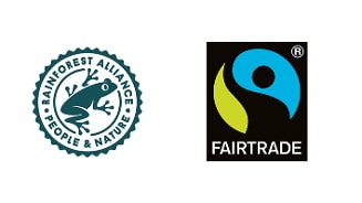 Rainforest Alliance en Fairtrade logo's
