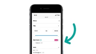 Albert Heijn app-scherm met filters voor prijs, Nutri-Score en merk.