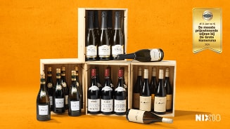 Wijnen in een krat. Al 11 jaar op rij de meeste prijswinnende wijnen bij de Grote Hamersma 2026. NIX18 logo.