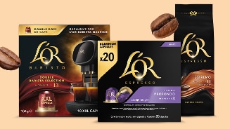 L'OR koffieproducten met L'OR Barista koffiemachine, capsules en zak koffiebonen