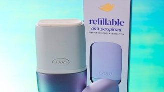 Navulbare Dove anti-transpirant stick en verpakking, 72 uur bescherming tegen zweet en geur.