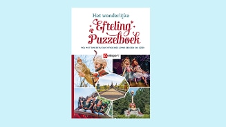 Het wonderlijke Efteling Puzzelboek van Denksport, met sprookjesachtige beelduitwerkingen en quizzen.