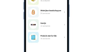 Favoriete lijstjes in de AH app op een smartphone.