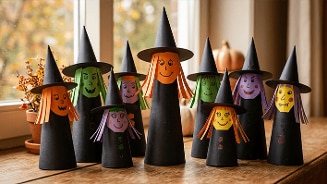 Halloween knutselwerkjes zelfgemaakte heksen