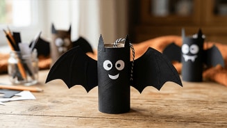 Halloween knutselwerkjes zelfgemaakte vleermuizen met wc rol