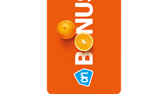 Albert Heijn BONUS kaart met afbeelding van sinaasappel