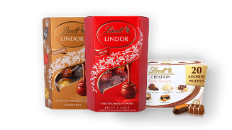 Lindt Lindor melk en assorti chocoladeballen en Lindt Creation Petits Desserts pralines