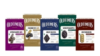 Verschillende soorten pakjes met Oldtimers drop.