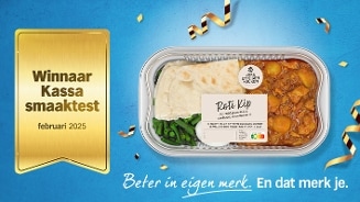 Maaltijd van roti kip met aardappel en sperziebonen, winnaar van de Kassa smaaktest februari 2025, uit eigen keuken van Albert Heijn.