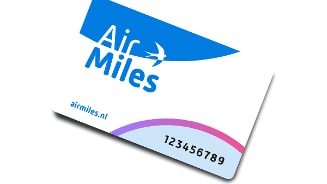 Airmiles kaart met logo en nummer 123456789.