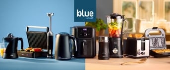 Blue home producten zoals bijvoorbeeld staafmixer, airfryer en wafelijzer