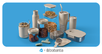 Bewaarbakken voor thuis met koekjes en pasta en lunchitems voor onderweg van Brabantia van de spaaractie van Albert Heijn