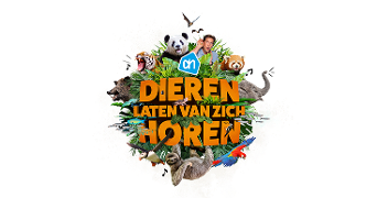 Albert Heijn promotie met tekst "Dieren laten van zich horen" en afbeeldingen van verschillende dieren, waaronder een panda, tijger, luiaard en papegaai.