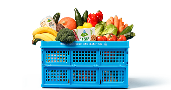 Albert Heijn kratje met verschillende groente en fruit