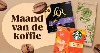 Promotie van de maand van de koffie met L'OR Espresso, Perla Biologisch en Starbucks Pumpkin Spice Latte.