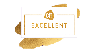 Albert Heijn Excellent logo op een goudkleurige achtergrond.