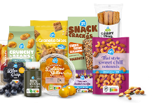 Lekkere en gezonde tussendoortjes zoals noten, snack crackers, crunchy beans, granola bites en druiven.