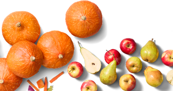 Pompoenen, peren en appels