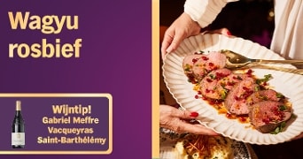 Wagyu-rosbief met sinaasappeldressing met wijntip