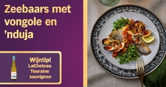 Zeebaars met vongole en 'nduja