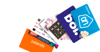 Cadeaukaarten van verschillende merken, waaronder Albert Heijn, Zalando en One4all