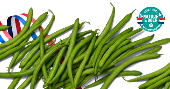Verse groene sperziebonen met het AH logo "Beter voor Natuur & Boer".