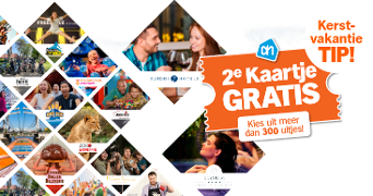 AH 2e kaartje gratis actie met meer dan 300 uitjes, waaronder dierentuinen, pretparken, Fletcher Hotels, Zoo Antwerpen, Efteling, LEGOLAND, Elysium en Museum Madame Tussauds, met kerstvakantie tip