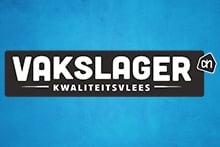 Vakspecialist kwaliteitsvlees logo van Albert Heijn op blauwe achtergrond