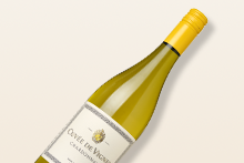 Fles witte wijn Cuvée des Vignerons Chardonnay met gele dop