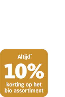 Altijd 10% korting op het bio assortiment
