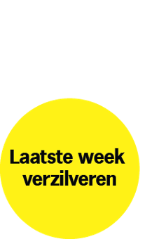 "Laatste week verzilveren" badge in gele cirkel