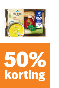 Voordeelpakket met prei-kerrie soep, groente en kookroom met 50% korting aanbieding