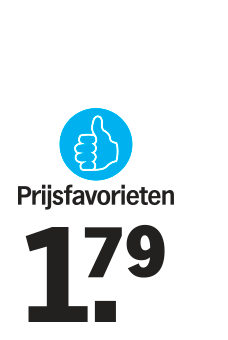 Prijsfavorieten actie, product voor 1,79 euro met blauw duimpje-icoon