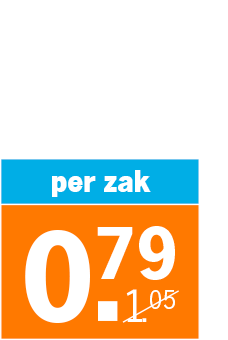 Actieprijs per zak 0,79 euro, was 1,05 euro