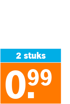 Prijskaart met aanbieding: 2 stuks voor 0,99 euro