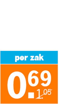 Prijskaart met aanbieding: per zak voor 0,69 euro, was 1,05 euro