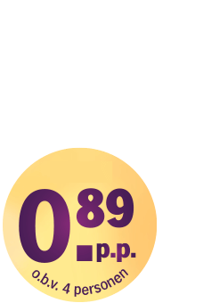 Prijssticker met 0,89 euro per persoon op basis van 4 personen