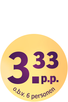 Prijssticker met 3,33 euro per persoon op basis van 6 personen