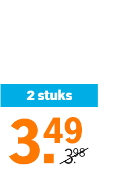 Twee stuks voor €3,49, afgeprijsd van €3,98