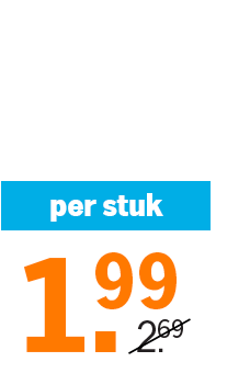 Aanbieding per stuk voor €1,99, was €2,69