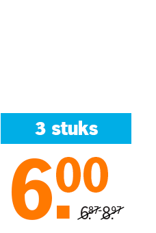 Aanbieding: 3 stuks voor €6.00, van 6,87-8,97