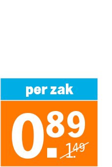 Bonus per zak 0.89, oude prijs 1.49