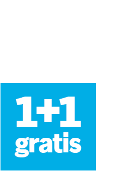1+1 gratis actie in blauwe Albert Heijn stijl