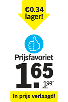 Prijsfavoriet aanbieding bij Albert Heijn: prijs verlaagd van €1,99 naar €1,65, €0,34 goedkoper.
