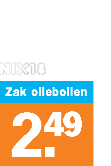 Prijslabel voor een zak oliebollen: €2,49