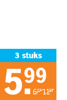 Actiesticker met aanbieding: 3 stuks voor 5,99 euro, oude prijs 6,27 tot 11,97 euro